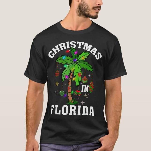 T-shirt Christmas In Florida Deck The Palm Tree Xmas Winte (Devant)