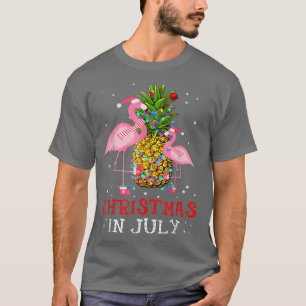 T-shirt Christmas in July Funny Flamingo Pineapple Summer