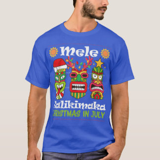 T-shirt Christmas In July Hawaiian Santa Tiki Mele Kalikim