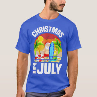 T-shirt Christmas In July Retro Santa Summer Vacation Beac