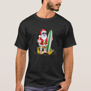 T-shirt Christmas In July Santa Hawaiian Summer Surf Surfi