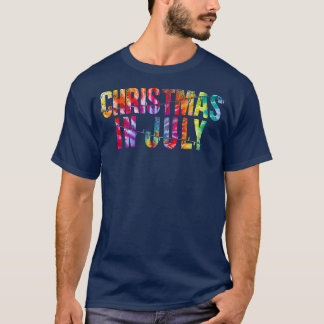 T-shirt Christmas In July Tie Dye Xmas Tree Lights Santa B