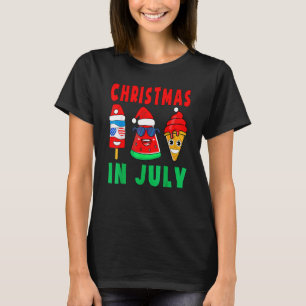 T-shirt Christmas in July Watermelon Ice Pops Xmas Santa H