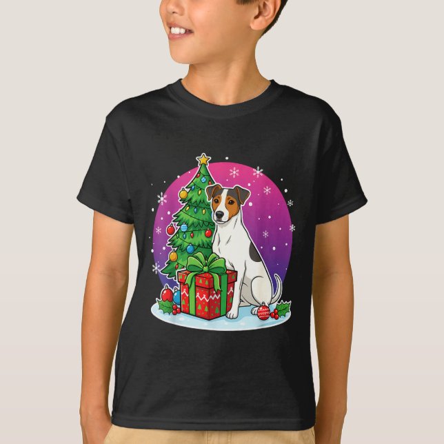 T-shirt Christmas Jack Russell Santa Hat Xmas Jack Russell (Devant)