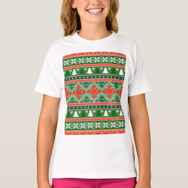 T-shirt Christmas Knitting Pattern (Devant)