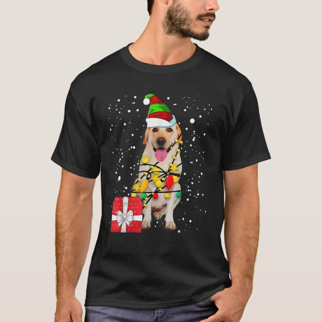 T-shirt Christmas Labrador Retriever Dog Santa hat tree li (Devant)