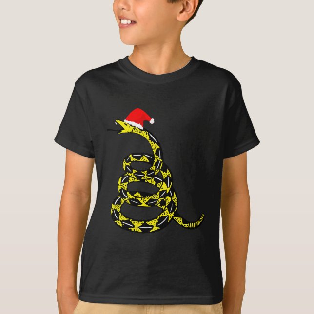T-shirt Christmas Libertarian Gadsden Don't Tread Snake  (Devant)