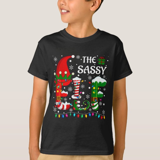 T-shirt Christmas Light Family Matching Pajamas Sy Elf Xma (Devant)