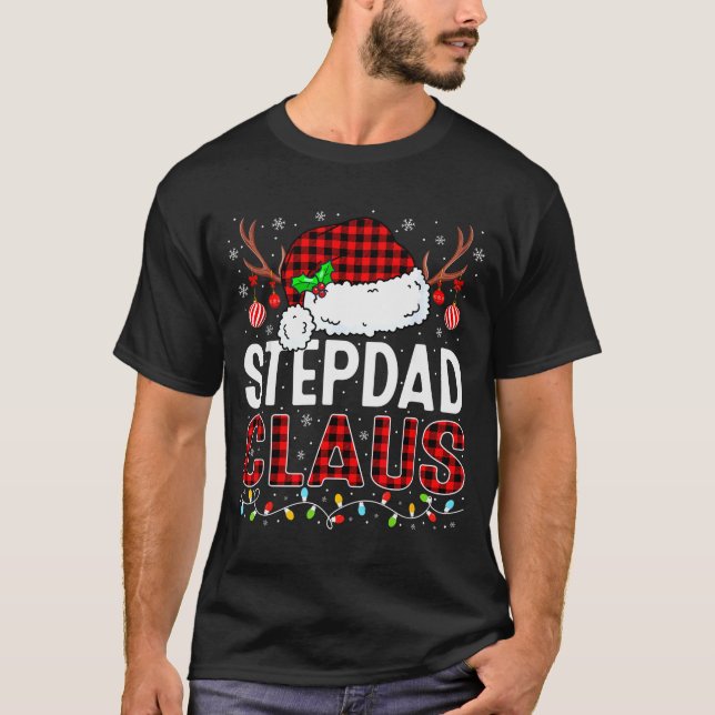 T-shirt Christmas Lights Stepdad Claus Family Matching Xma (Devant)