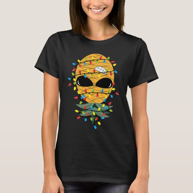 T-shirt Christmas Lights Upside Down Pineapple Swinger (Devant)