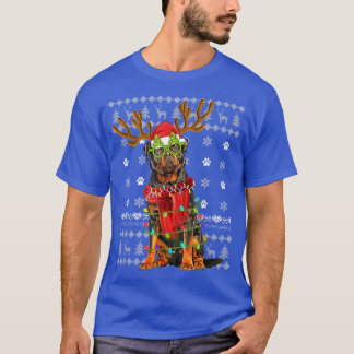 T-SHIRT CHRISTMAS LUMIÈRE ROTTWEILER CHIEN AOUT POPPY