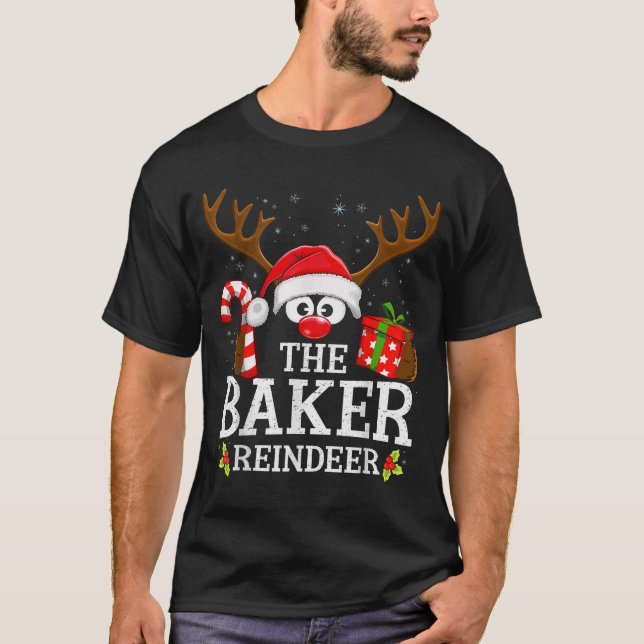 T-shirt Christmas Matching The Baker Reindeer Family  (Devant)