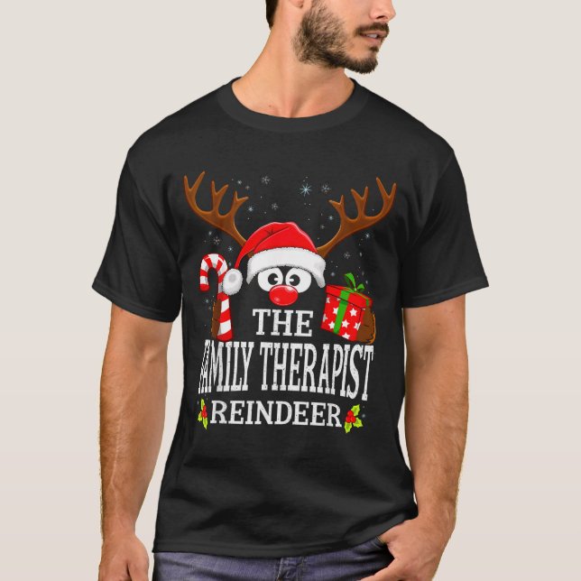 T-shirt Christmas Matching The Family Therast Reindeer Fam (Devant)