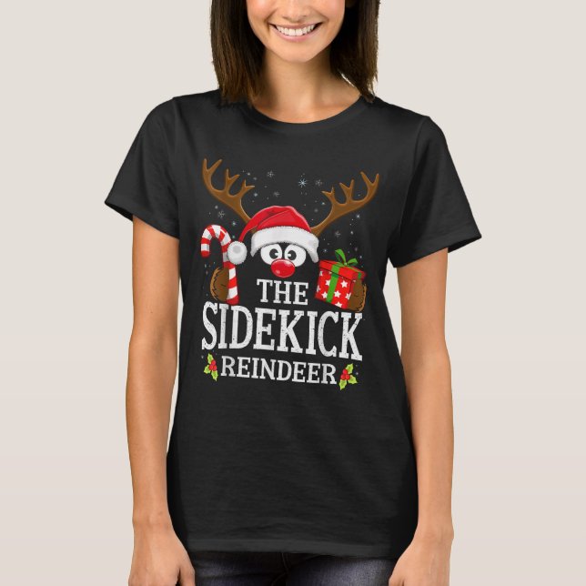T-shirt Christmas Matching The Sidekick Reindeer Family  (Devant)