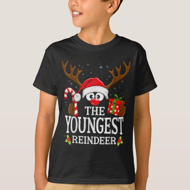 T-shirt Christmas Matching The Youngest Reindeer Family ,  (Devant)