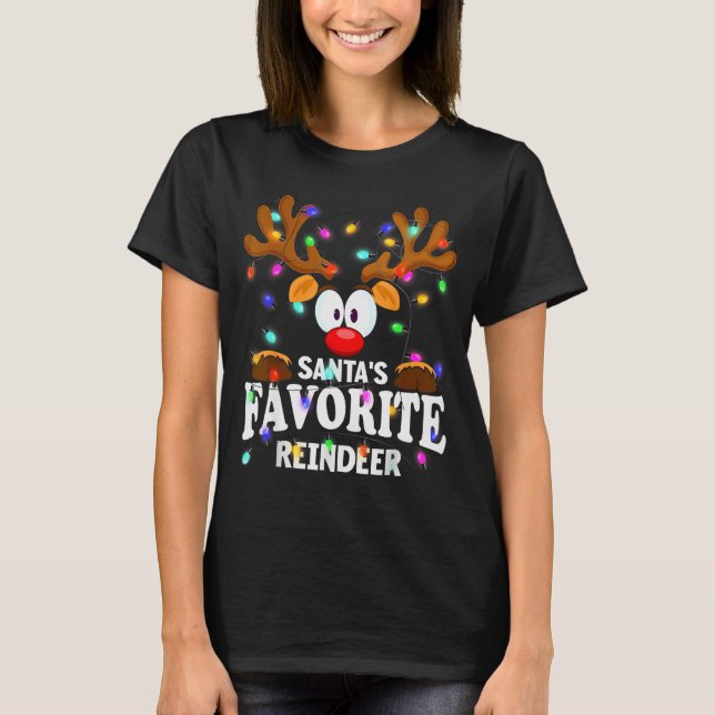 T-shirt Christmas Men Women Santa's Favorite Reindeer  (Devant)