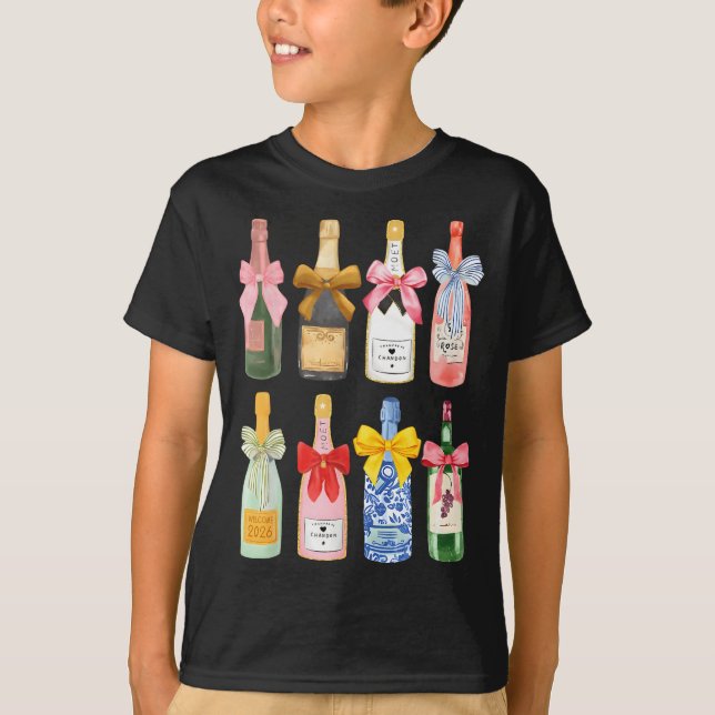 T-shirt Christmas New Year Champagne Gl Coquette Bottle  (Devant)