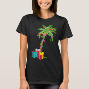 T-shirt Christmas Palm Tree Coconut Lights Beach Hawaii Xm