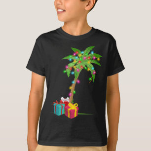T-shirt Christmas Palm Tree Coconut Lights Beach Hawaii Xm