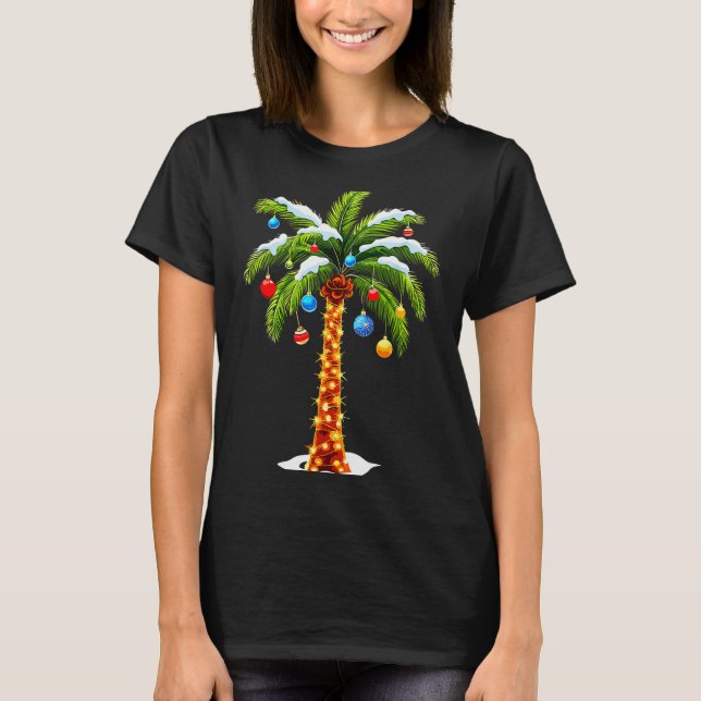 T-shirt Christmas Palm Tree Hawaiian Trocal Xmas  (Devant)