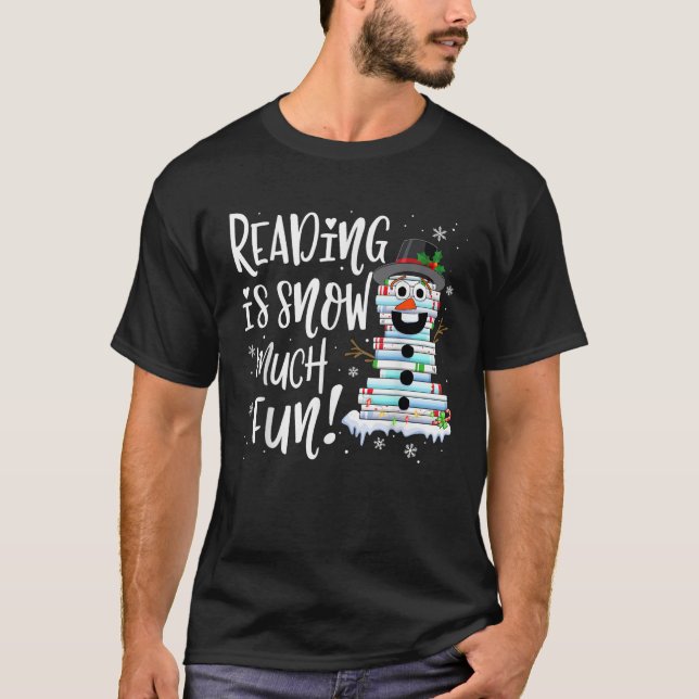T-shirt Christmas Reading Tee Snowman Book Tee Book Lover  (Devant)