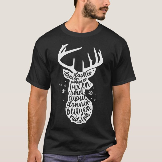 T-shirt Christmas Reindeer Names Cute Holiday Rudolph Wome (Devant)