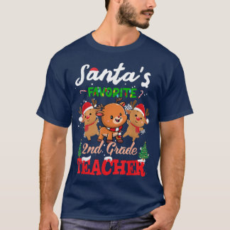 T-shirt Christmas Reindeers Santas Favorite 2nd Teacher Xm