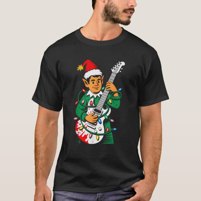 T-shirt Christmas Rocker Elf Santa Rock Hand Xmas Squad Me (Devant)