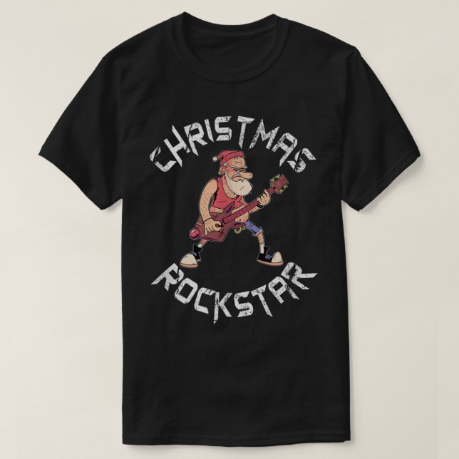 T-shirt Christmas Rockstar Guitar Design (Design devant)