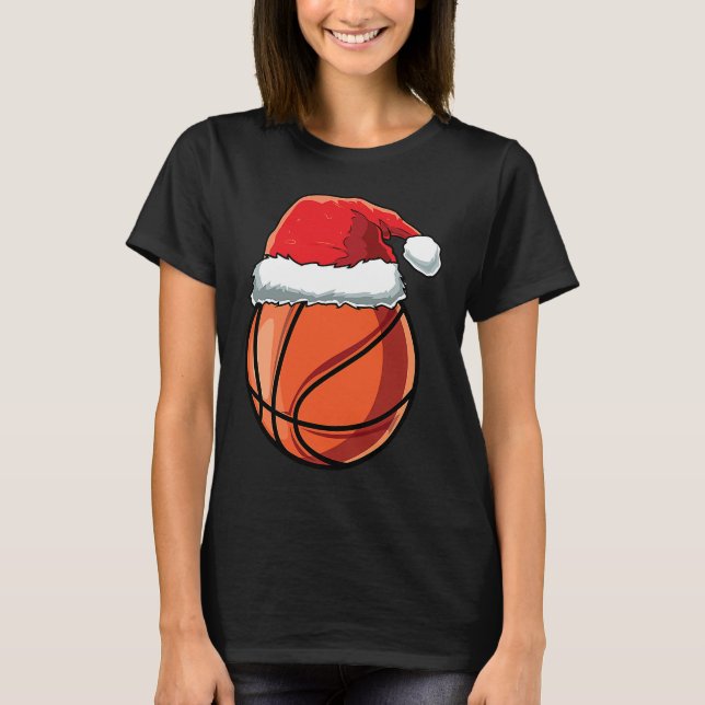 T-shirt Christmas Santa Hat Basketball Player Funny Boys X (Devant)