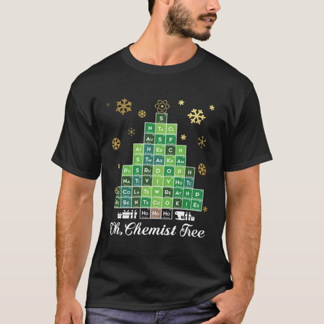 T-shirt Christmas Science Chemist Tree Periodic Table Xmas (Devant)