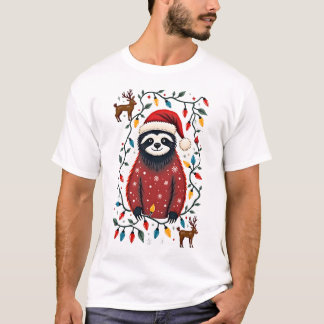 T-shirt Christmas Shirt for Sloth Lover Gift Santa Buffalo