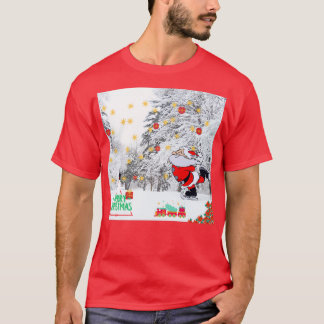 T-shirt Christmas Skateboarding Santa With Full Party its
