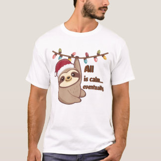 T-shirt Christmas Sloth – Cute Sloth Tangled in Holiday Li