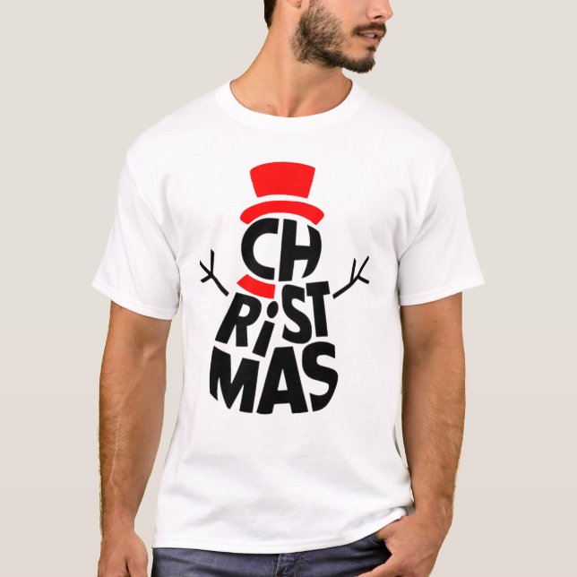 T-shirt Christmas Snowman Word Art  (Devant)