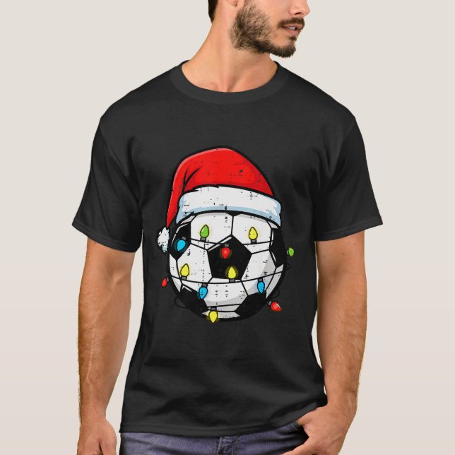 T-shirt Christmas Soccer Ball Santa Xmas Football Srt Men  (Devant)