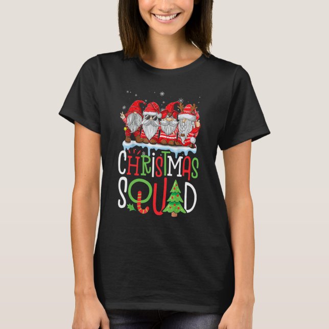 T-shirt Christmas Squad Gnomes Buffalo Plaid Red Family Ma (Devant)