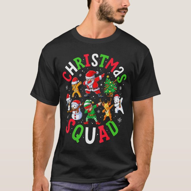 T-shirt Christmas Squad Santa Dabbing Elf Family Matching  (Devant)