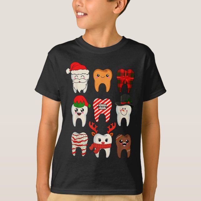 T-shirt Christmas Teeth Dentist Xmas Reindeer Santa Squad  (Devant)