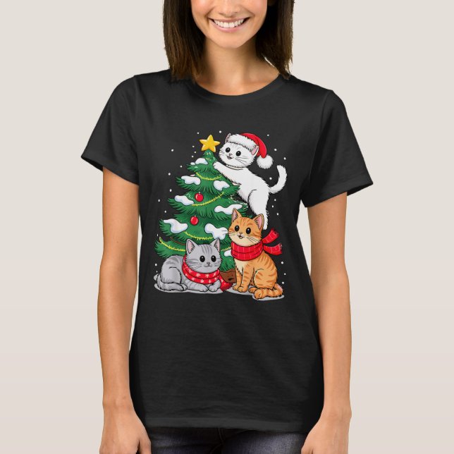 T-shirt Christmas Tree Cats Xmas  (Devant)
