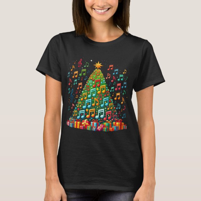 T-shirt Christmas Tree Musical Note Music Teacher Musician (Devant)