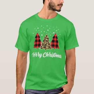 T-shirt Christmas Tree Plaid Christmas Tree Leopard Christ