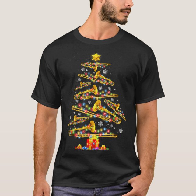 T-shirt Christmas Trombone Player Xmas Tree Jazz Music Lov (Devant)