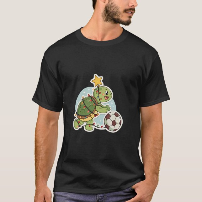 T-shirt Christmas Turtle with Soccer Ball (Devant)