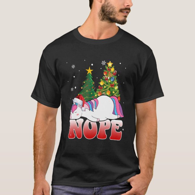 T-shirt Christmas Unicorn Nope Tree  Unicorn   Xmas (Devant)