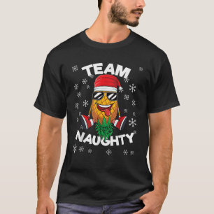 T-shirt Christmas Upside Down Pineappy Team Naughty Père N