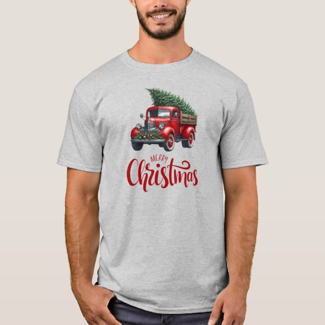 T-shirt Christmas Vintage truck  (Devant)