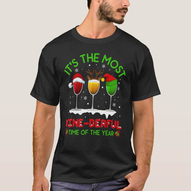 T-shirt Christmas Wine  Xmas Alcohol Pajama PJ Tops For Wo (Devant)
