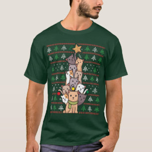 T-shirt Christmasree Cats Funny Christmas Cat cadeau