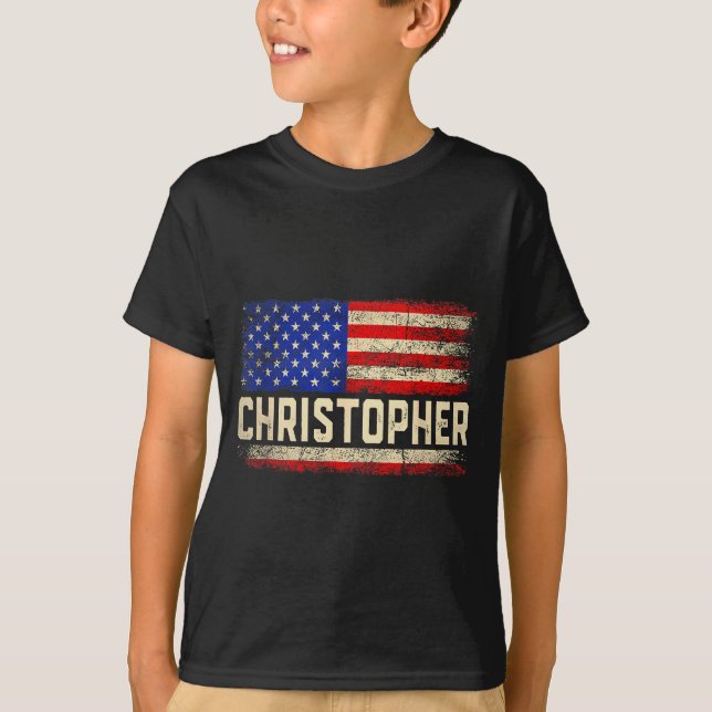 T-shirt Christopher First Name Shirt Christopher Name Amer (Devant)